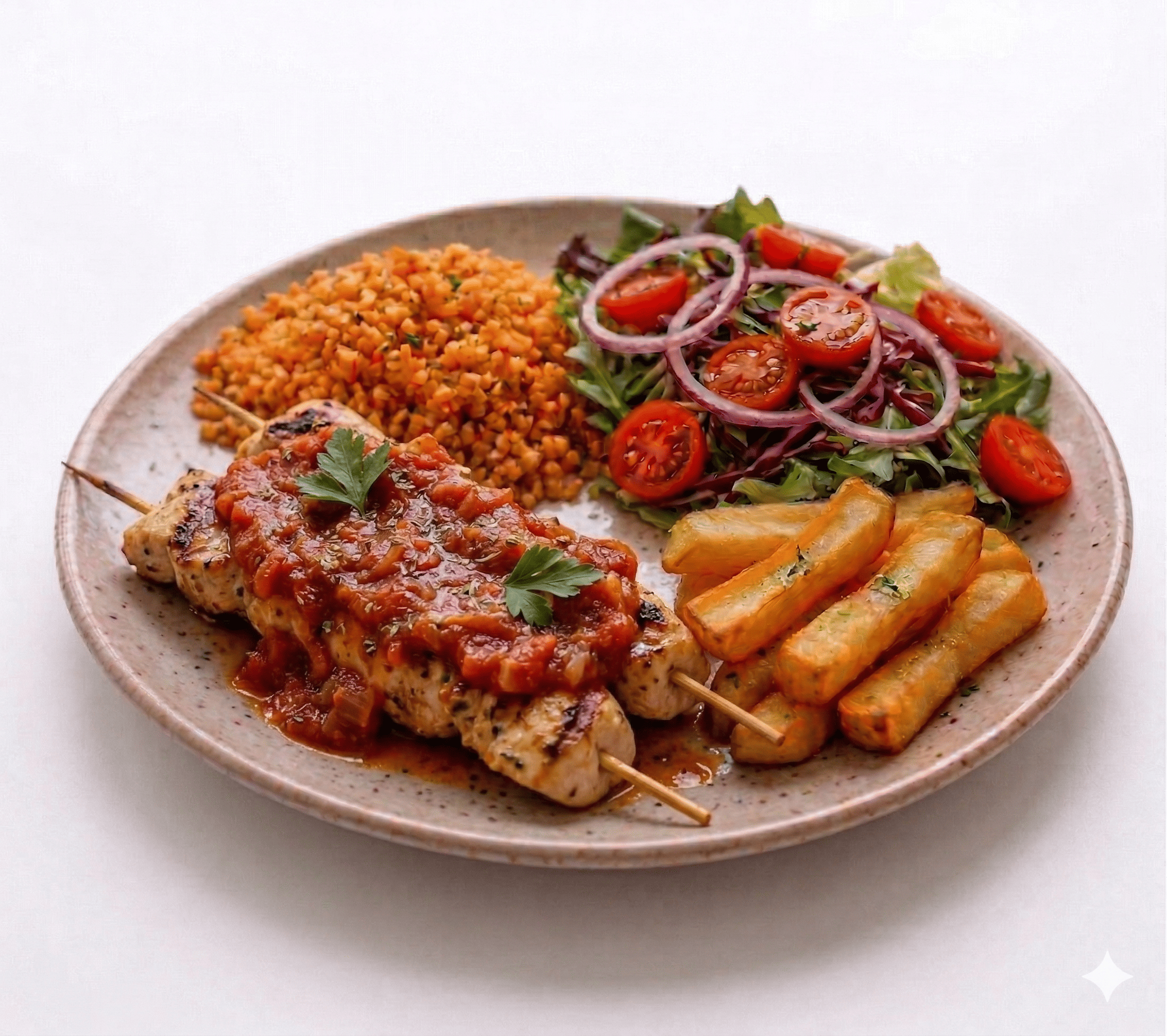 ASSIETTE BROCHETTE SAUCE TOMATE